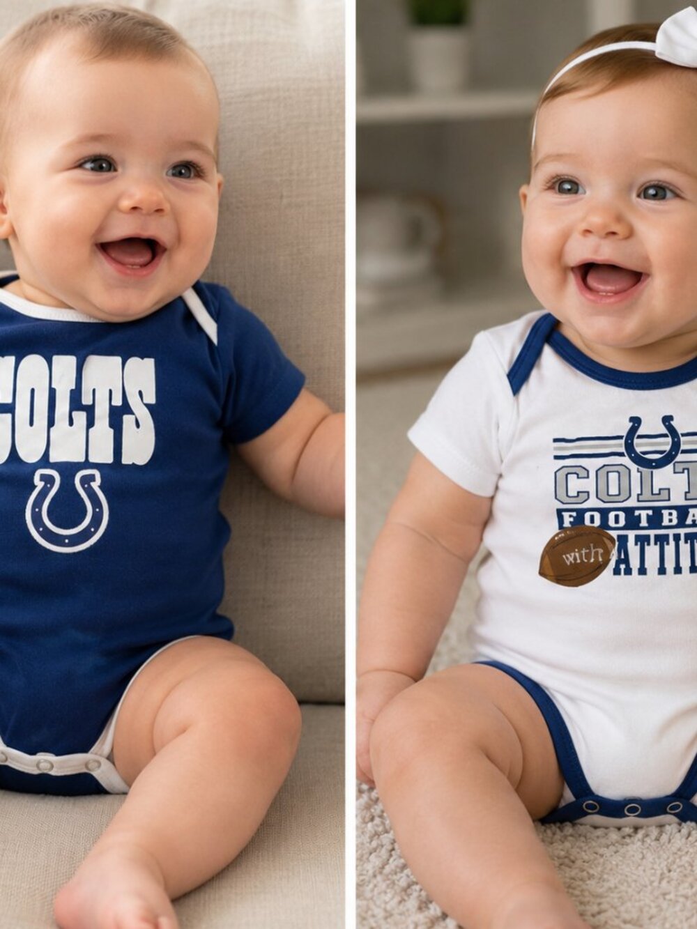 NFL Team Apparel Indianapolis Colts Baby Bodysuit Set 2pc 3-6M & 6-9M Football